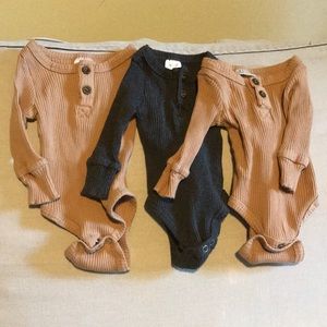 Little One Shop ribbed long-sleeve Bodysuits- bundle of three size 0-3 months